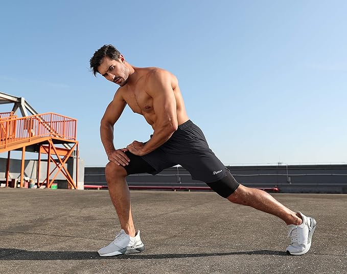 Pudolla Men’s 2 in 1 Running Shorts 5" Quick Dry Gym Athletic Workout Shorts for Men with Phone Pockets