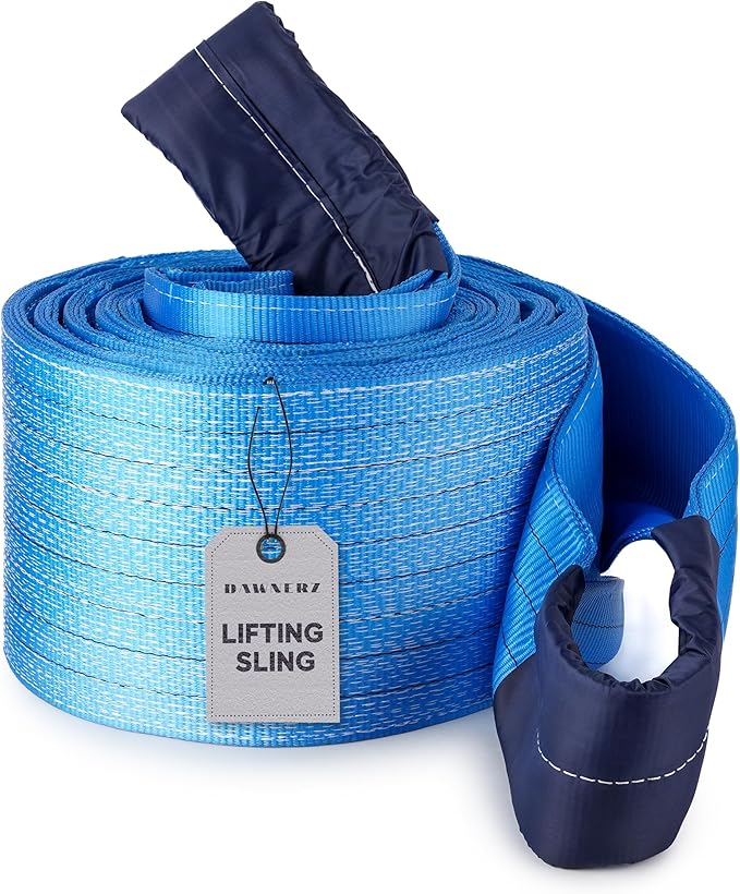 Heavy Duty Industrial Lifting Sling 35200 Lbs Vertical WLL 20ft - Dawnerz Eye and Eye Flat Polyester Web Lifting Sling 16 tons WLL - Crane Lifting Strap for Construction (11.8" x 20')