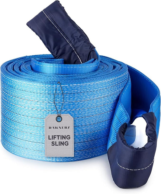 Heavy Duty Industrial Lifting Sling 35200 Lbs Vertical WLL 20ft - Dawnerz Eye and Eye Flat Polyester Web Lifting Sling 16 tons WLL - Crane Lifting Strap for Construction (11.8" x 20')