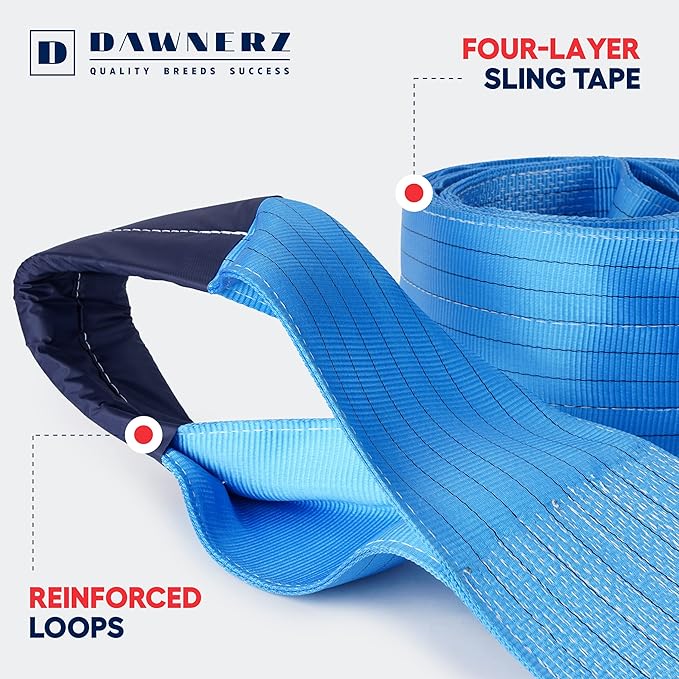 Heavy Duty Industrial Lifting Sling 35200 Lbs Vertical WLL 20ft - Dawnerz Eye and Eye Flat Polyester Web Lifting Sling 16 tons WLL - Crane Lifting Strap for Construction (11.8" x 20')