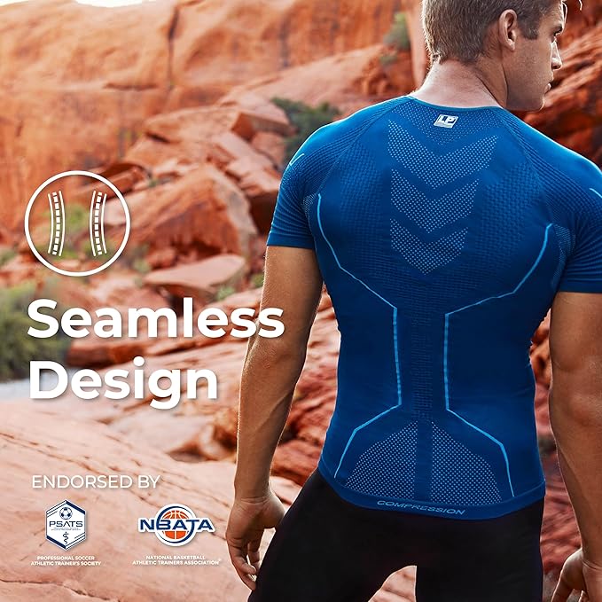 LP SUPPORT Men’s AIR Compression Short Sleeve Top ARM2301S - Workout, Gym, Yoga - Ultimate Comfort & Support Shapewear