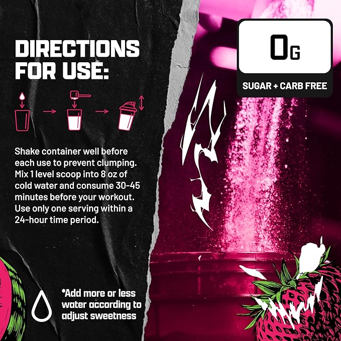 Outrage Ultra HIGH STIM Pre-Workout Powder for Men | 400mg Caffeine, L-Citrulline, Beta-Alanine, Creatine | Extreme Energy, Focus, Strength & Endurance (30 Servings, Strawberry Watermelon)