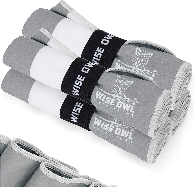 Wise Owl Outfitters 4 Pack Microfiber Gym Towels for Men & Women – Quick Dry Sweat Towel for Workout, Sports, Yoga, Running – Lightweight & Soft (24"x12")