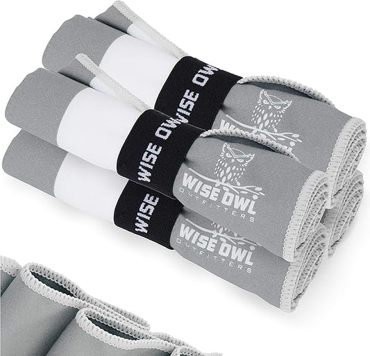 Wise Owl Outfitters 4 Pack Microfiber Gym Towels for Men & Women – Quick Dry Sweat Towel for Workout, Sports, Yoga, Running – Lightweight & Soft (24"x12")