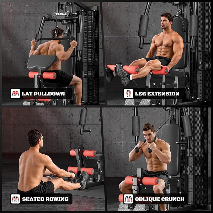 Home Gym, Multifunctional H11 Home Gym Equipment, Workout Station with 150LBS Weight Stack, Exercise Equipment with Pulley System for Full Body Training