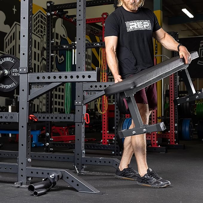REP Fitness Flat Weight Bench, Heavy Duty Workout Bench For Home Gym, Folding Fitness Equipment For Strength Training, Adjustable Utility Platform For Dumbbells, Barbell, Lifting And Core Exercises