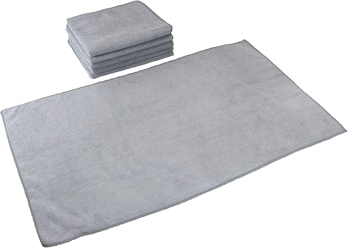 Arkwright Microfiber Gym Towel - Pack of 12 - Super Soft, Quick Dry Workout Sweat Towels, 300 GSM Lightweight & Absorbent for Sports, Working Out, Yoga, and Spa, 16 x 27 in, Grey