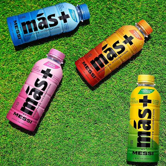 Más+ by Messi 16.9oz Orange d'Or, Sports Drink & Hydration Beverage, Natural Flavors with Vitamins and Electrolytes, No Artificial Sweeteners or Colors, 12-pack