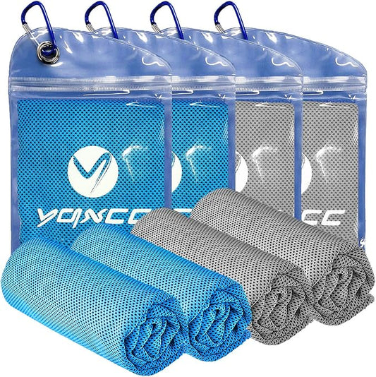 YQXCC 4 Pack Cooling Towels | 40"x12" | Cool for Neck and Face | Microfiber Soft Breathable Chilly | for Yoga, Sport, Golf, Gym, Camping, Running & More Activities