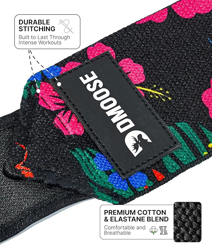 DMoose Fitness Wrist Wraps for Weightlifting 18" - Heavy Duty Gym Wrap with Hand Thumb Loop for Support & Pain Relief, USPA Approved Powerlifting, Weight Lifting Wrist Straps for Men & Women Work Out