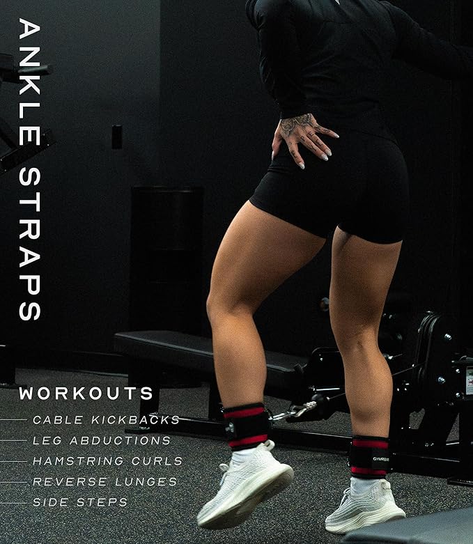 Gymreapers Ankle Straps For Cable Machine Kickbacks, Glute Workouts, Lower Body Exercises - Adjustable Leg Straps with Neoprene Padding