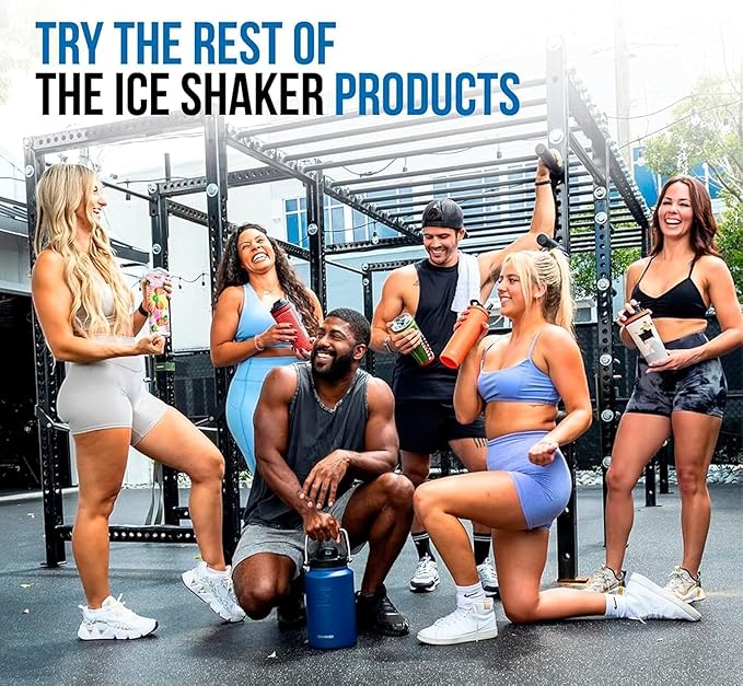 Ice Shaker Insulated Stainless Steel Shaker Bottle | 32oz, White | Cold for 30+ Hours | Insulated Cup with Twist-on Agitator | Odor-Free Bottle for Protein Shakes, Water, Smoothies, Cocktails