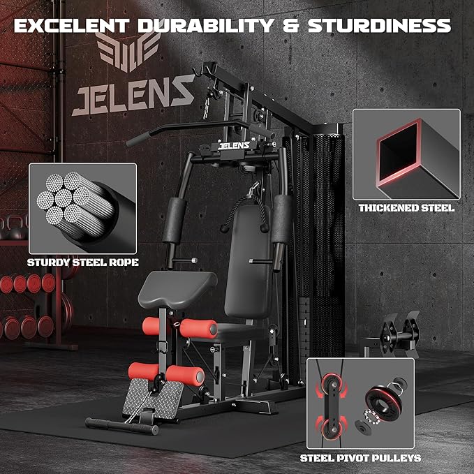 Home Gym, Multifunctional H11 Home Gym Equipment, Workout Station with 150LBS Weight Stack, Exercise Equipment with Pulley System for Full Body Training