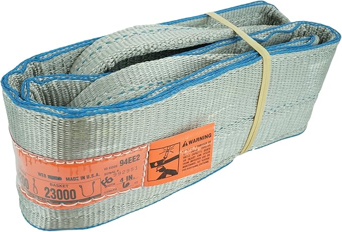 DD Sling (USA Made). 4" x 20', Flo Guard 2 Ply, Polyester Lifting Slings, Eye & Eye, Heavy Duty, 11500 lbs Vertical, 9200 Choker, 23000 Basket Load Capacity (4" x 20')