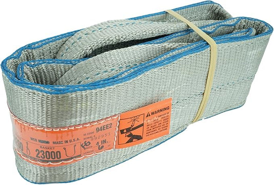 DD Sling (USA Made). 4" x 20', Flo Guard 2 Ply, Polyester Lifting Slings, Eye & Eye, Heavy Duty, 11500 lbs Vertical, 9200 Choker, 23000 Basket Load Capacity (4" x 20')