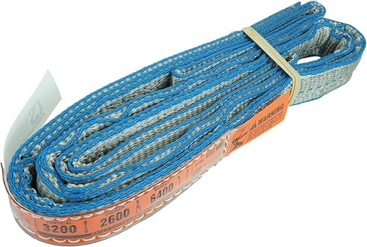 Chenango Supply DD Sling (USA Made). 1inches x 10', Flo Guard 2 Ply, Polyester Lifting Slings, Eye & Eye, Heavy Duty, 3,200 lbs Vertical, 2,600 Choker, 6,400 Basket Load Capacity (1inches x 10')
