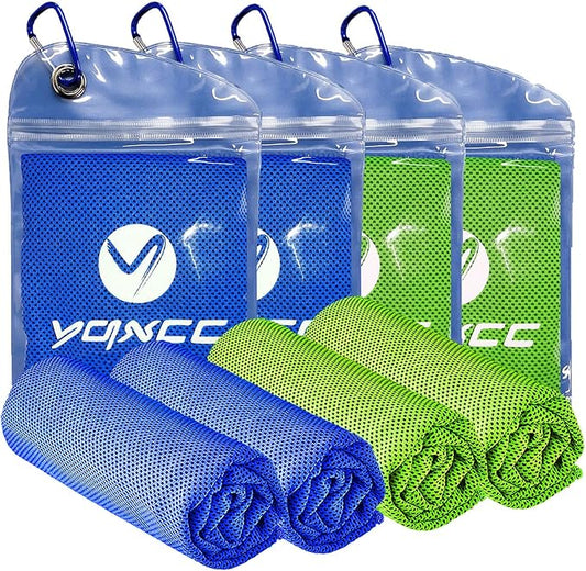YQXCC 4 Pack Cooling Towels | 40"x12" | Cool for Neck and Face | Microfiber Soft Breathable Chilly | for Yoga, Sport, Golf, Gym, Camping, Running & More Activities