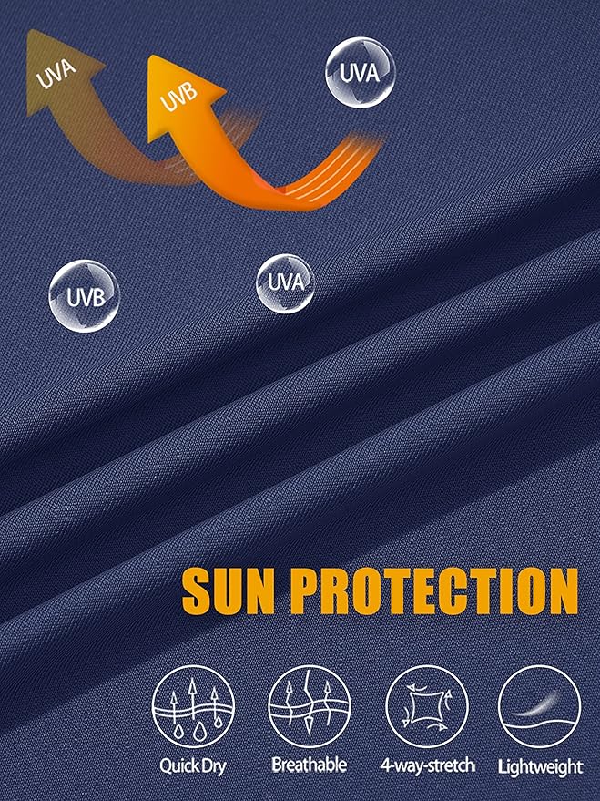 MAGCOMSEN Men's Hooded UPF 50+ Sun Protection T Shirts Long Sleeve Athletic Fishing Shirts Rash Guards