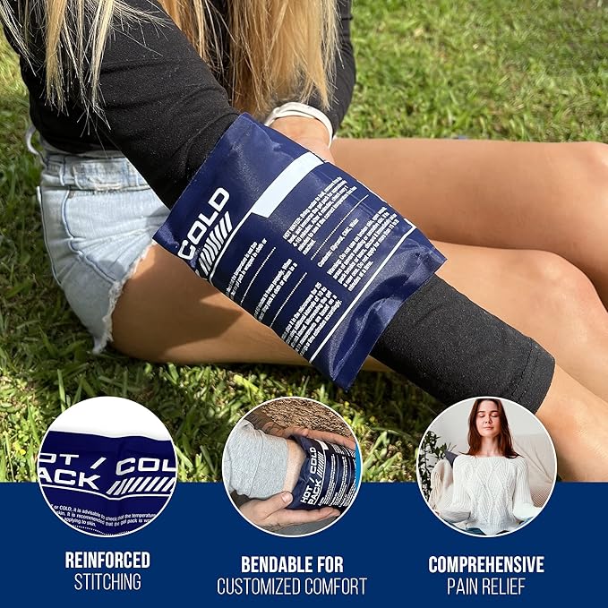 Flexible Ice Pack for Pain Relief - Reusable Gel Pack for Knee, Shoulder, Ankle, Back, and More - Bendable for Customized Comfort