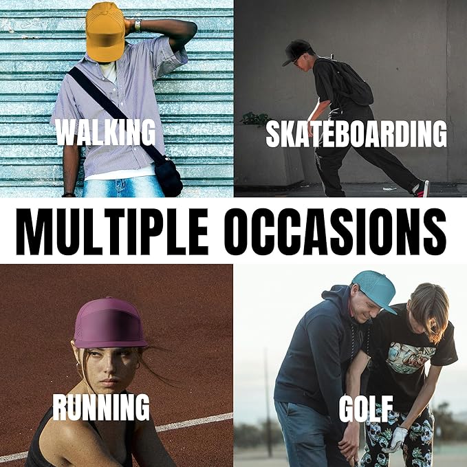 Performance Snapback Hats for Men Women,Flat Bill Cap,Golf,Running,Workout