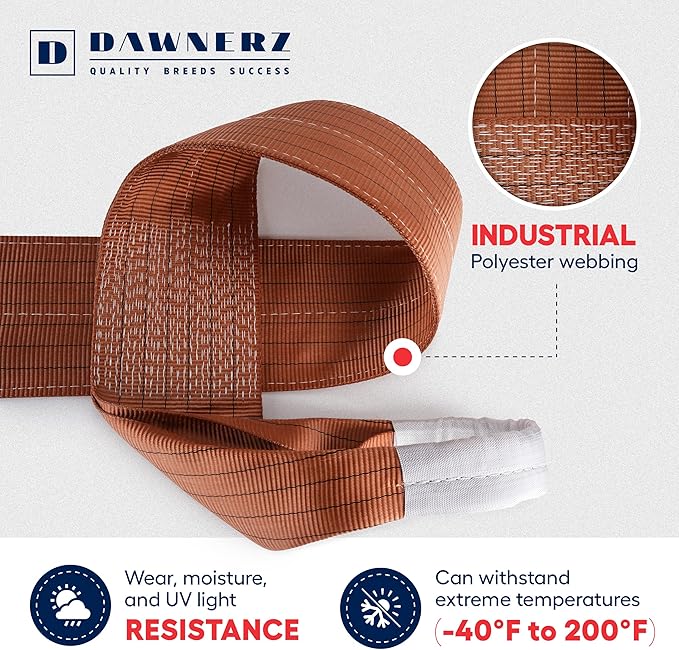 Heavy Duty Industrial Lifting Sling 13200 Lbs Vertical WLL 30ft - Dawnerz Eye and Eye Flat Polyester Web Lifting Sling - Crane Lifting Strap for Construction, Boat Lift Strap (7.1" x 30')
