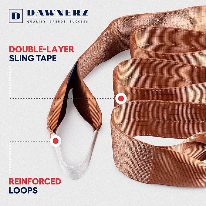Heavy Duty Industrial Lifting Sling 13200 Lbs Vertical WLL 30ft - Dawnerz Eye and Eye Flat Polyester Web Lifting Sling - Crane Lifting Strap for Construction, Boat Lift Strap (7.1" x 30')