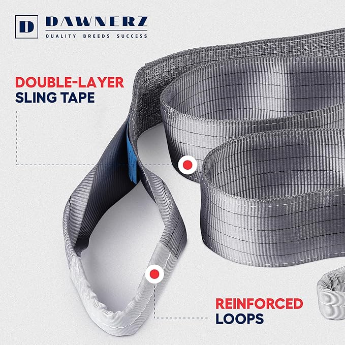 Heavy Lifting Strap 8800 lbs Vertical WLL 25 ft - Eye and Eye Flat Polyester Web Lifting Sling - Crane Strap for Construction (4.7" x 25')