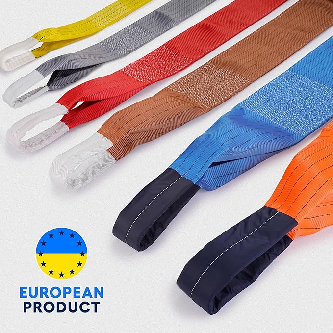 Heavy Duty Industrial Lifting Sling 35200 Lbs Vertical WLL 20ft - Dawnerz Eye and Eye Flat Polyester Web Lifting Sling 16 tons WLL - Crane Lifting Strap for Construction (11.8" x 20')