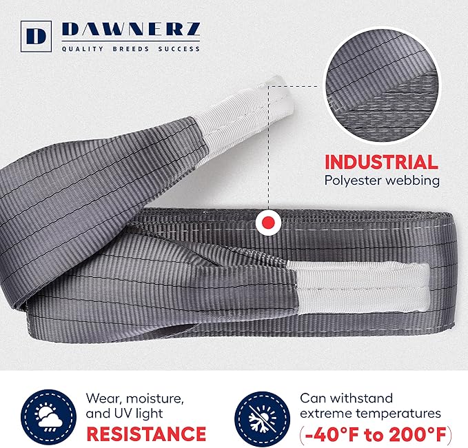Heavy Lifting Strap 8800 lbs Vertical WLL 25 ft - Eye and Eye Flat Polyester Web Lifting Sling - Crane Strap for Construction (4.7" x 25')