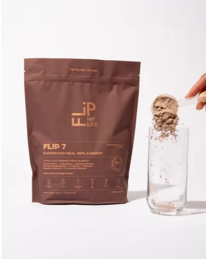 Flip My Life, Flip 7 Natural SuperFood, Plant-Based Protein, Complete Meal Replacement to Support Healthy Gut, 7 Mega Nutrient Rich Blends all in one to AGE BETTER - Chocolate
