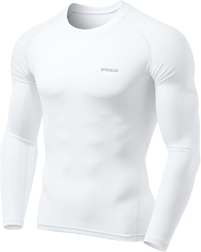 TSLA Men's UPF 50+ Compression Shirts, Cool Dry Long Sleeve Athletic Tops, Sports Baselayer Workout Shirt