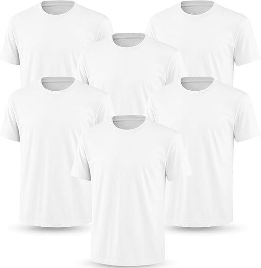 6-Pack Bulk Men’s T-Shirts – Soft Pre-Shrunk Premium Cotton, Short Sleeves, Reinforced Collar, Crew Neck, Casual Fit