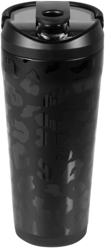 HydroJug 24 oz New Stainless Steel Shaker – Insulated, Leakproof, BPA-Free with Silent Mixing Grate – No Clumps, No Noise – Premium Shaker for Fitness, Sports & Everyday Use, Black Leopard