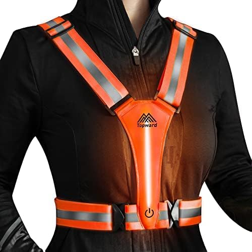 LED Reflective Vest Safety Gear, Light Up Vest for Night Walking Cycling, High Visibility Running Vest with Reflective Strips