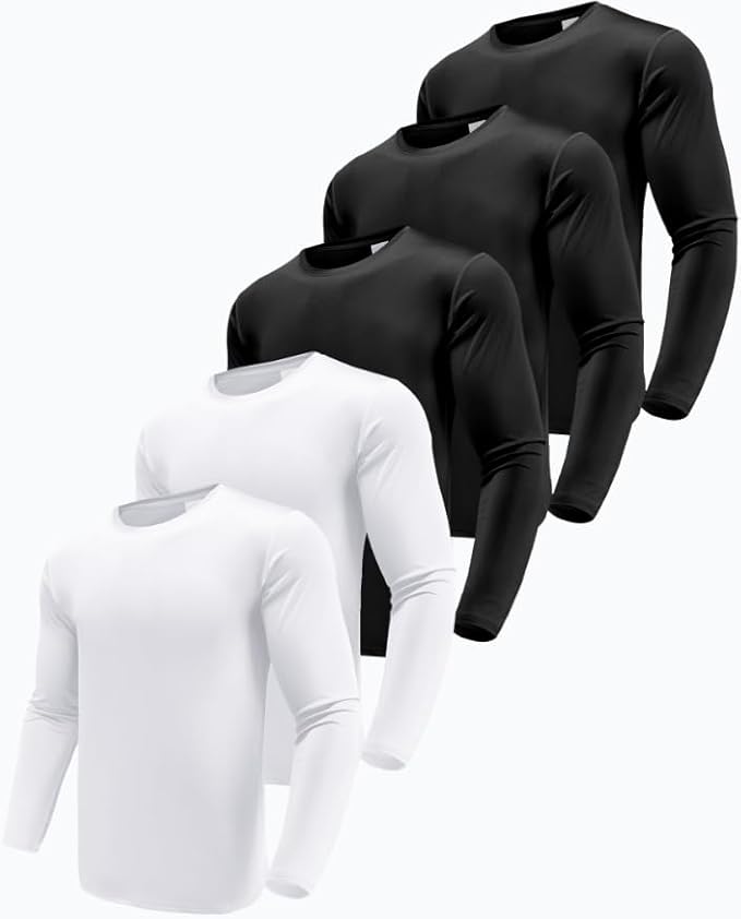 Men's 1, 3 or 5 Pack Performance Long Sleeve T-Shirts, UPF 50+ Sun Protection Shirts, Athletic Gym Workout Shirts for Running