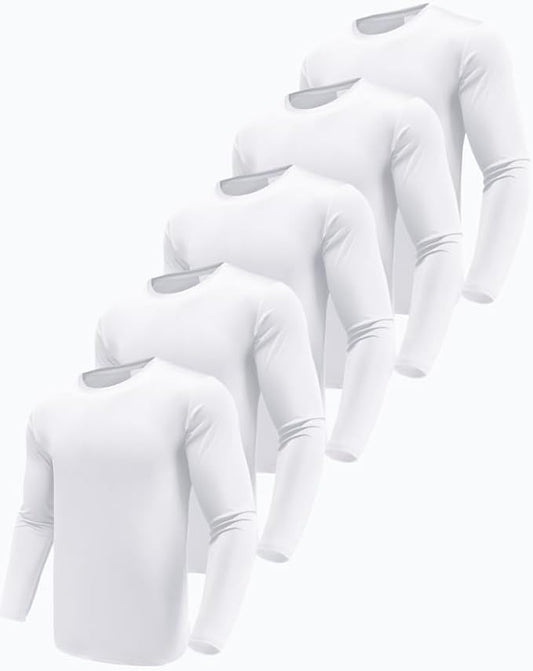 Men's 1, 3 or 5 Pack Performance Long Sleeve T-Shirts, UPF 50+ Sun Protection Shirts, Athletic Gym Workout Shirts for Running