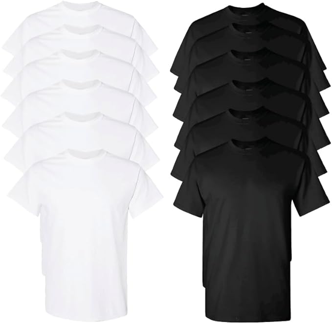 EVERYDAY TEES Men's Heavy Cotton Tee (Pack of 12), Assorted Mixed Color Small to 5XL