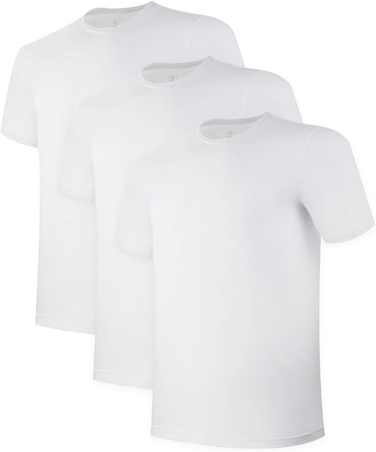 BAMBOO COOL Men's Undershirt Moisture-Wicking T-Shirts Stretch Crewneck Soft Tees for Men,3 Pack