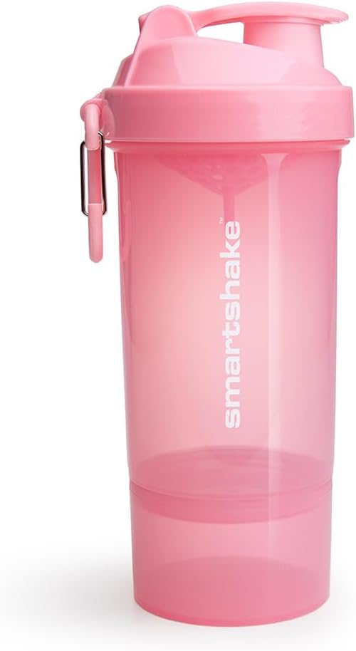 Smartshake O2GO ONE Plastic Protein Shaker Bottle 800 ml | 27 oz - Leakproof Screw-on Lid - BPA Free – Unisex - Light Pink