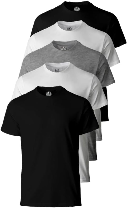 Assorted 5-Pack Solid T-Shirt, Cotton Short Sleeve, Breathable & Tag Free Tees, Mixed Colors, Classic Fit