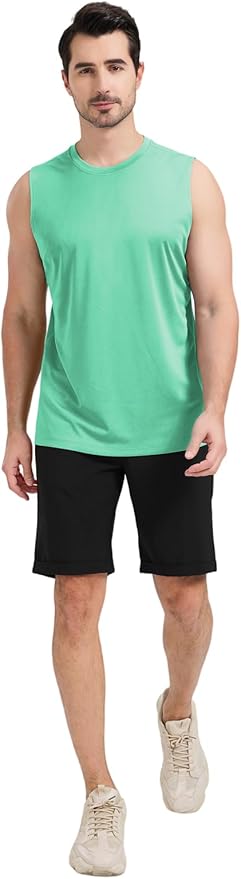 Men's Sleeveless UPF 50+ Swim Shirts Quick Dry Workout Tank Top UV Protection Running Gym Muscle T Shirts