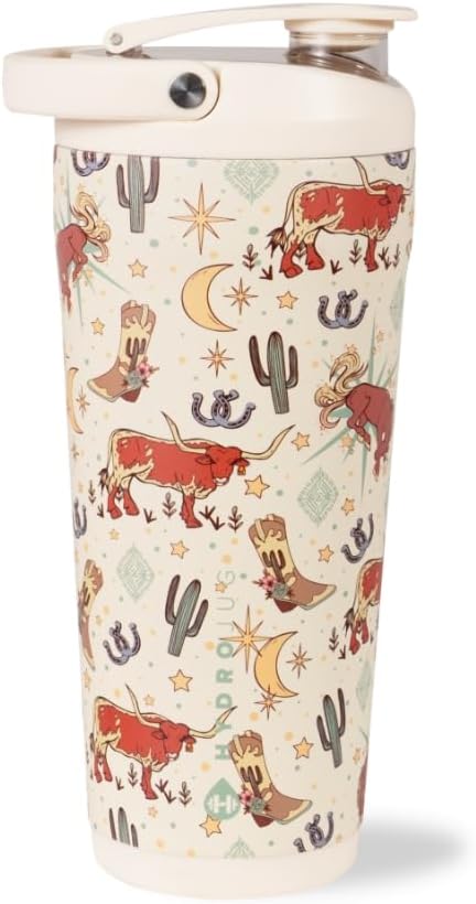 HydroJug 24 oz New Stainless Steel Shaker – Insulated, Leakproof, BPA-Free with Silent Mixing Grate – No Clumps, No Noise – Premium Shaker for Fitness, Sports & Everyday Use, Rodeo