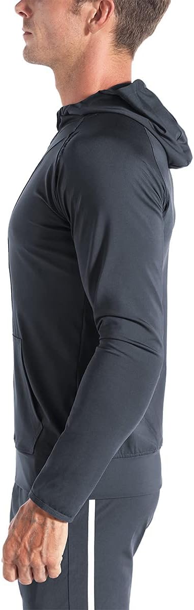 BROKIG Mens WindBreak Lightweight Running Jackets with Zip Pocket, Workout Track Hoodie Athletic Gym Sweatshirts Men