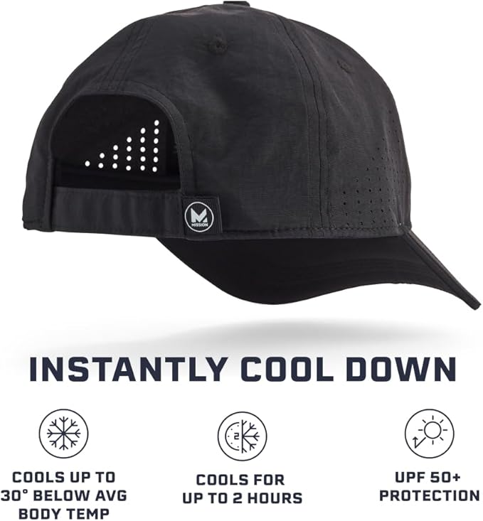 MISSION Cooling Vented Performance Hat Unisex One Size Cap for Workouts, Golf & Running, Sweat & Water Activated Technology
