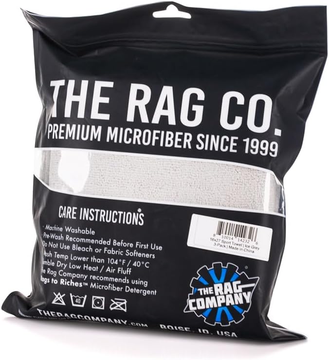 The Rag Company - Sport & Workout Towel - Gym, Exercise, Fitness, Spa, Ultra Soft, Super Absorbent, Fast Drying Premium Microfiber, 320gsm, 16in x 27in (3-Pack) (Ice Grey)