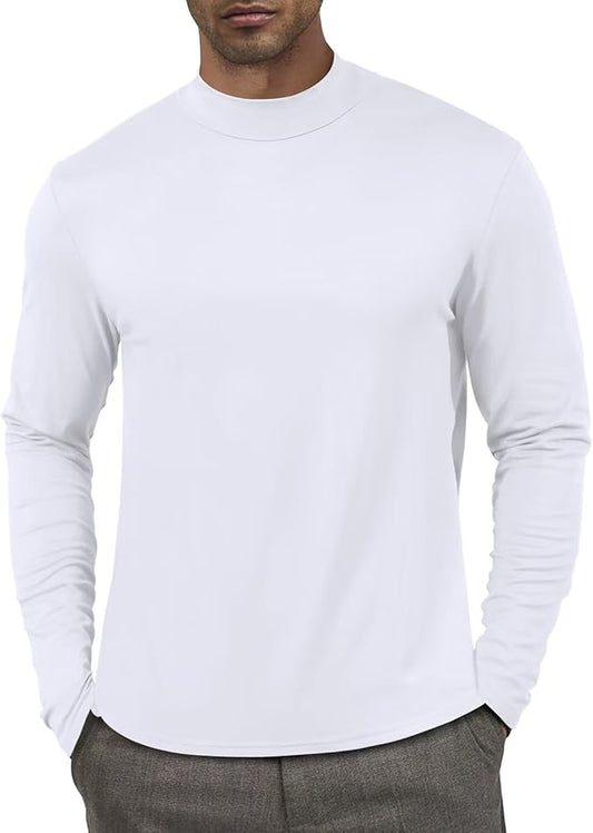 Men's Fashion Shirts Long Sleeve Mock Turtleneck T-Shirts Casual Thermal Undershirt Tops