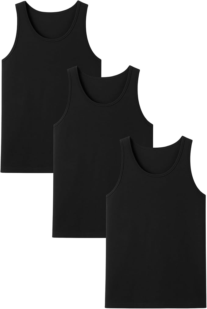 POFF Men’s Tank Top 3-Pack – Sleeveless Shirts for Gym & Workout, 100% Cotton Muscle Fit, Breathable Athletic Wear