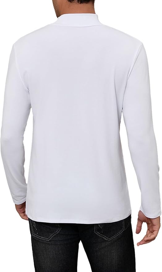 Mens Mock Turtleneck Long Sleeve Slim Fit Shirts Basic Casual Undershirts Lightweight Pullover