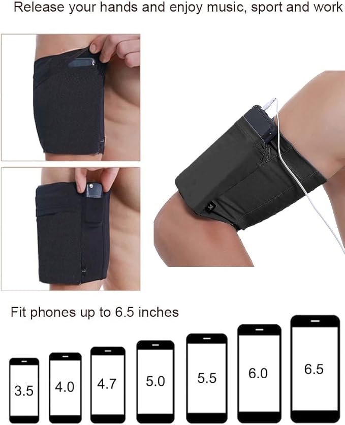 Universal Sports Armband for All Phones. Cell Phone Armband for Running, Fitness and Gym Workouts (iPhone X/8/7/6/Plus,Samsung Galaxy S9/S8/S7/S6/Edge/Plus & LG, More), All Black, Small