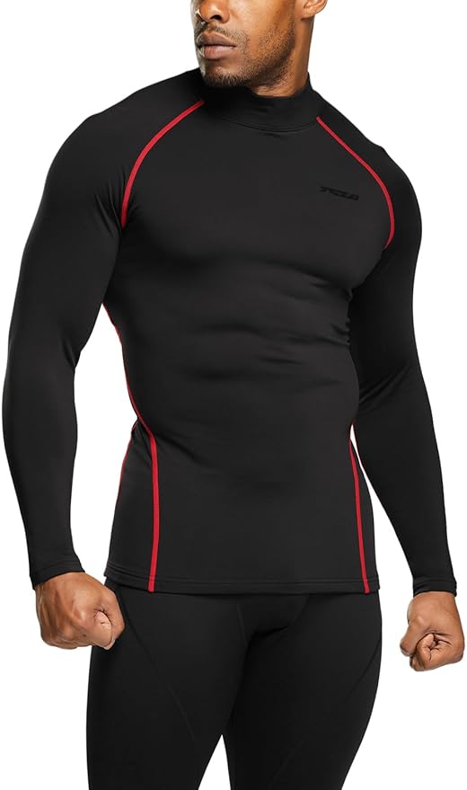 TSLA Men's Thermal Long Sleeve Compression Shirts, Mock/Turtleneck Winter Sports Running Base Layer Top
